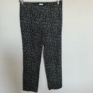 J. Jill Black Beige Floral Print Slim Leg Cotton Stretch Pants Size: 8